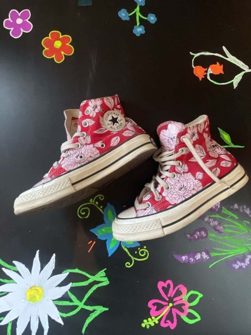Converse Chuck 70 High Vintage Floral University Red Sneakers